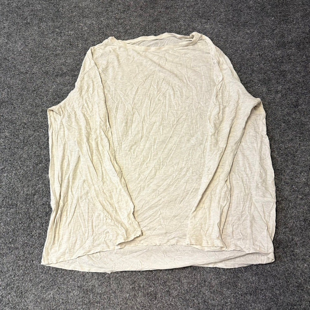 Lululemon Shirt Womens Size L Beige Long Sleeve Lightweight Activewear Stained